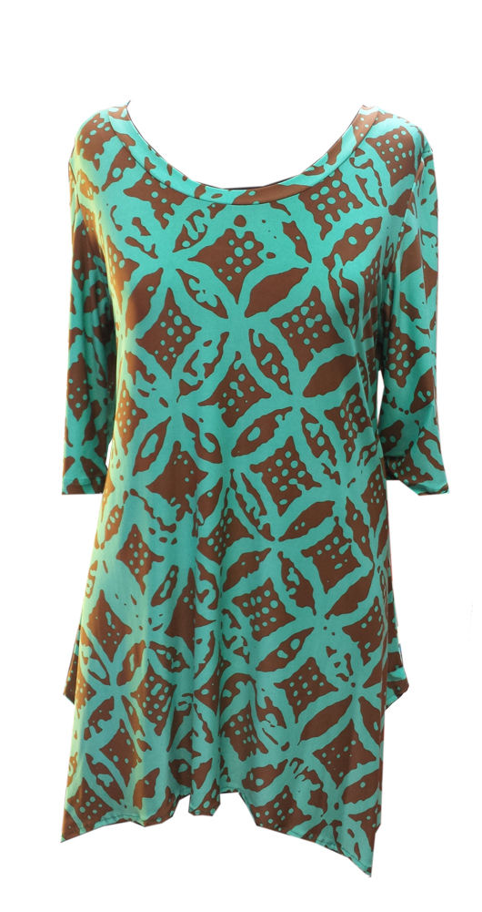 Hawaiian Casual Mint Me Tunic 3/4 Sleeve Top