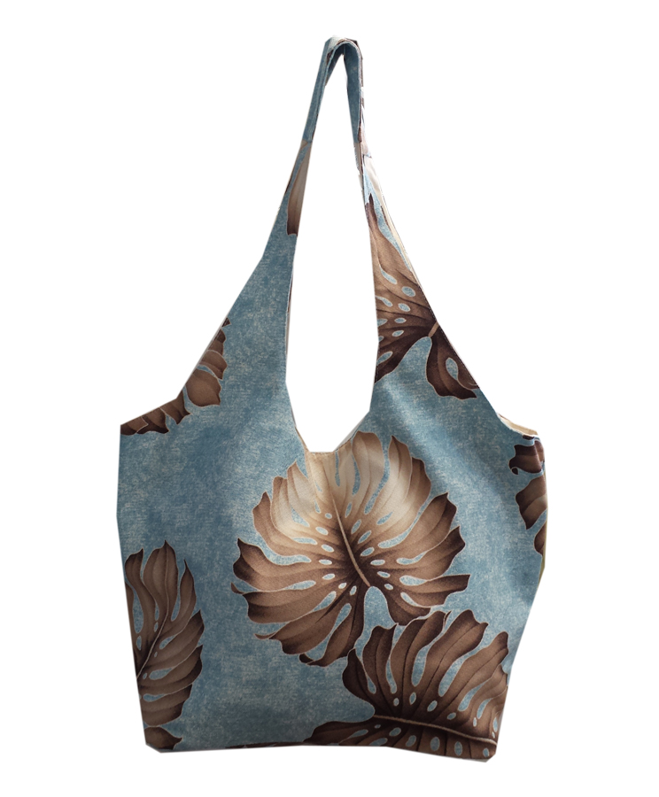 Hawaiian Light Blue Monstera Leaf Tote Bag