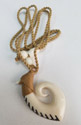 Hand Carved Tattoo White Bone Swirl Tattoo Fish Hook Necklace