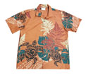Cotton Blended Rusty Summer Honu Aloha Shirt