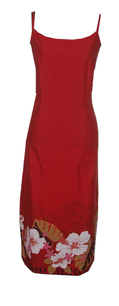 Hibiscus Flower Red Spaghetti Dress