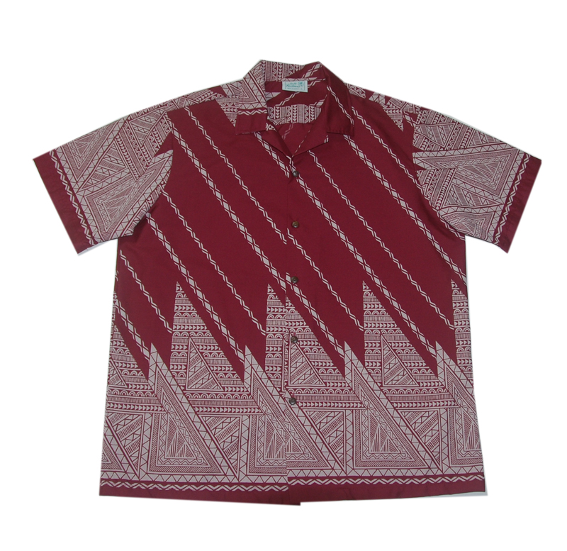 Hawaiian Tattoo Red Men Cotton Blended Shirt