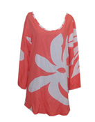 Ladies Coral Tiare Monstera Leaf Hawaiian Joey Tunic Top