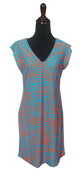 Ladies Aryeh Knit Turquoise Orange Chrysanthemum Short Dress