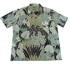 Cotton Tropical Forest Green Hawaiian Men Shirt