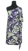 Hawaiian Leilani Purple Cream One Shoulder Pluse Short Dress