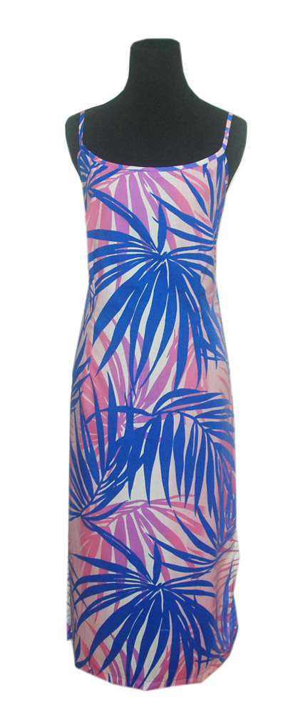 Palm Leaf Romantic Sunset Spaghetti Dress