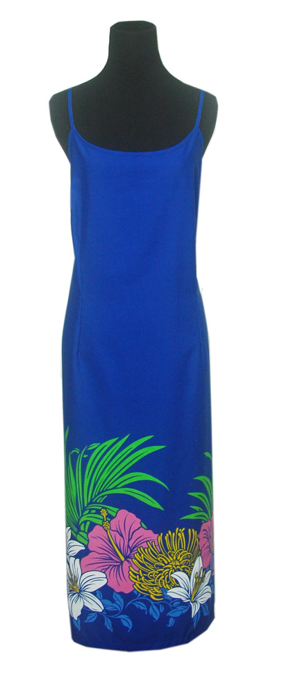 Tropical Garden Blue Spaghetti Dress