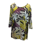 Hawaiian Purple Paradise FusionTunic 3/4 Sleeve Ladies Top