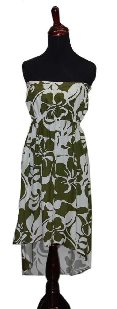 Hokulani Green High-Low Ladies Dress