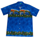 Hawaiian Blue Sunset Parrot Cotton Shirt