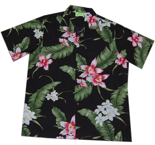 Seasonal Black Plumeria RayonMen Hawaiian Shirt