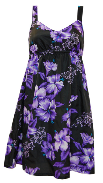 Hawaiian Polyester Black Hibiscus Dress