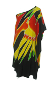 Hawaiian Black Bird of Paradise One Shoulder Plus Short Dress