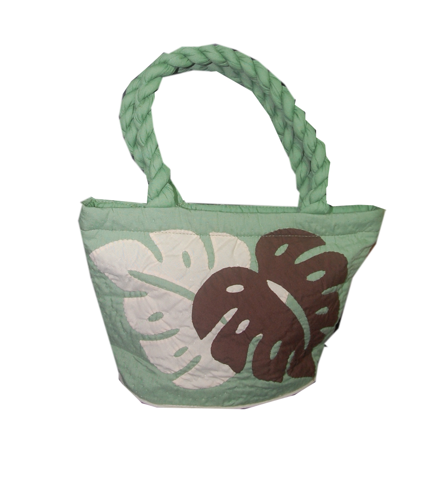 Hawaiian Tropical Green Leaf Quilt Hangbag