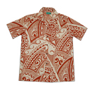 Cotton Sea Wave Tattoo Brown Hawaiian Men Shirt