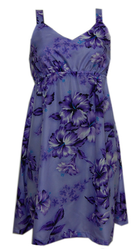 Hawaiian Polyester Purple Hibiscus Dress