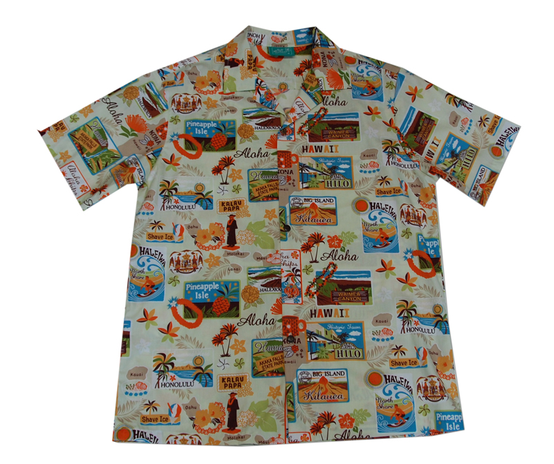 Cotton Hawaiian Scenic white Men Shirt