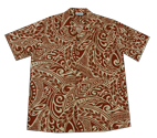 Cotton Blended Cream Leaf Tattoo Aloha Shirt