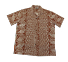 Cotton Blended Brown Tribal Tattoo Aloha Shirt