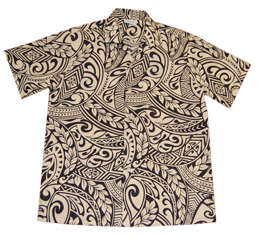 Fusion Black Tattoo Cotton Blended Hawaiian Aloha Shirt
