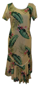 Makaha Beige Sleeve Hawaiian Dress