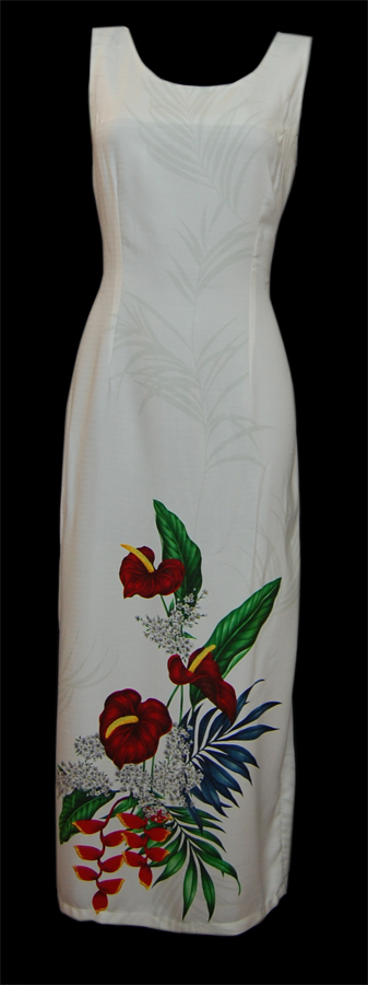 Kailua White Long Hawaiian Tank Dress