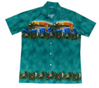 Hawaiian Green Sunset Parrot Cotton Shirt