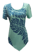 Kala Hawaiian Aqua Leaf Short Sleeve Top