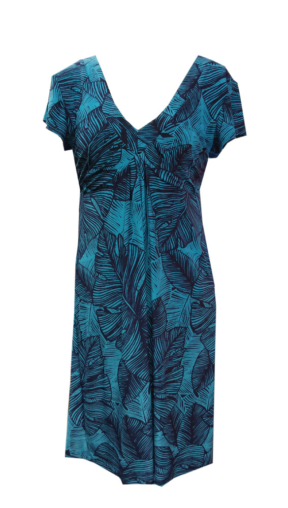 Hawaiian Ola Navy V Neck Empire Short Dress