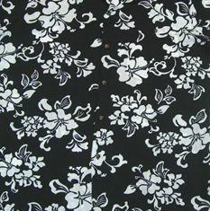 Hawaiian Rayon Black Hibiscus Flower Lava Lava