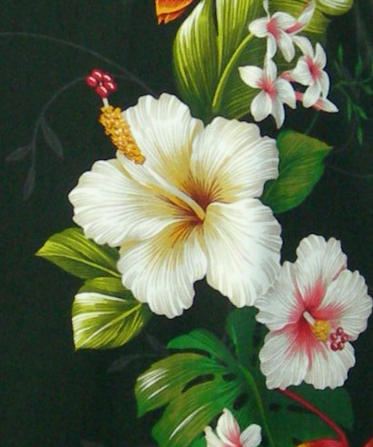 Hawaiian Hibiscus Black Fabric