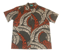 Cotton Red Gray Tattoo Hawaiian Men Shirt