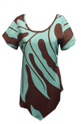 Kala Hawaiian Brown Black Tiare Short Sleeve Top