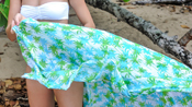 Hawaiian Cotton Green Coconut Tree Ladies Sarong