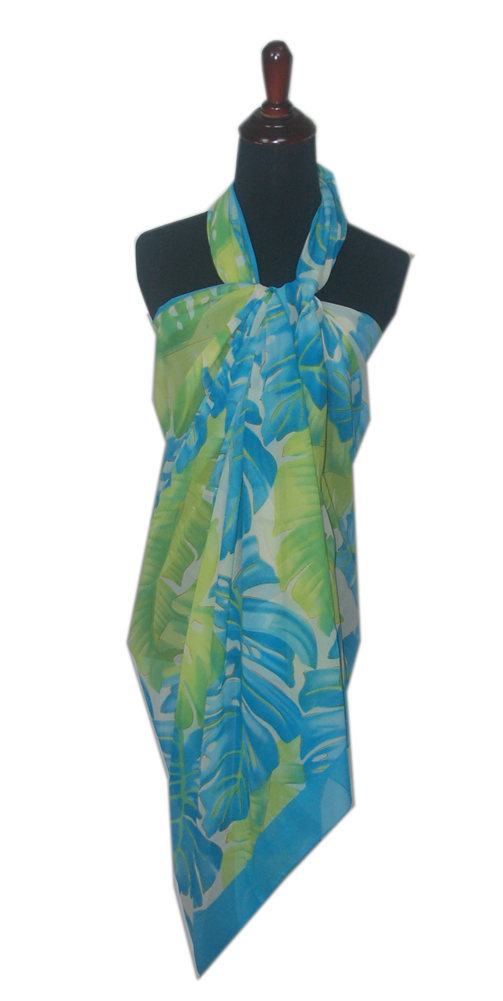 Ladies Blue Green Leaf Hawaii Ladies Sarong