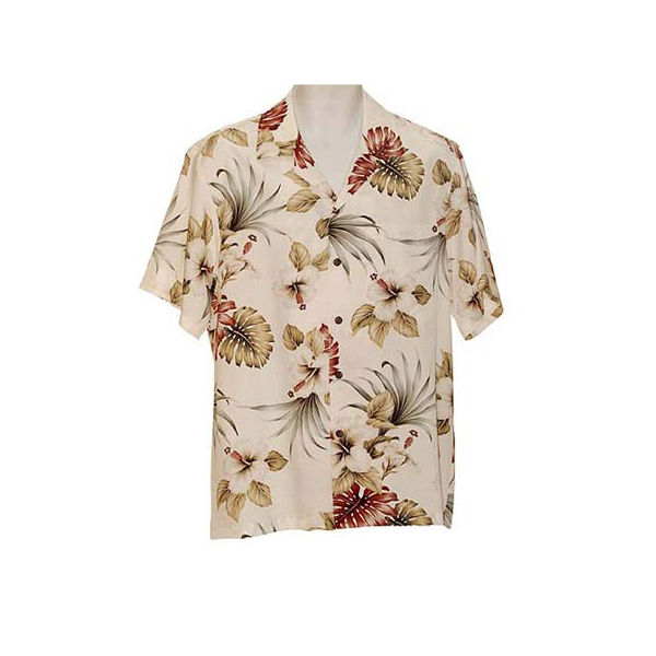Hawaiian Windward Cream Rayon Men Hawaiian Shirt