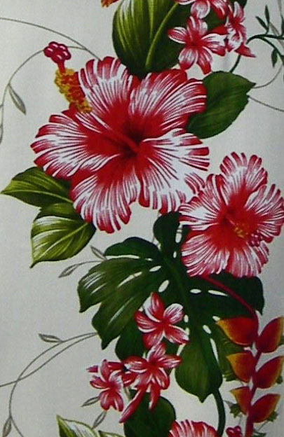 Hawaiian Hibiscus Creme Fabric