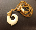 Hand Carved White Buffalo Bone Wavy Fish Hook Necklace