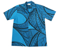 Cotton Blended Turquoise Fishinet Tattoo Aloha Shirt