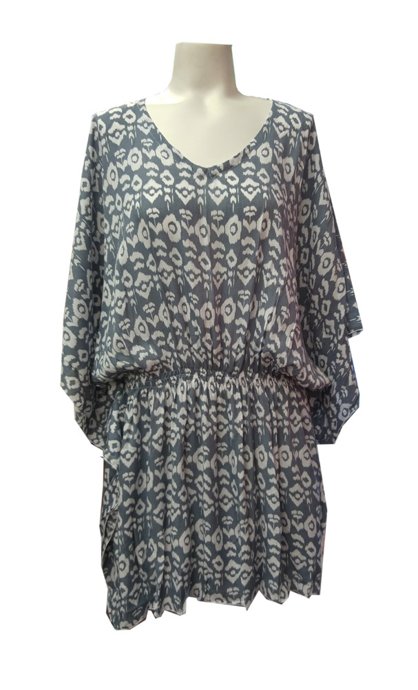 Gray White Flowers Ladies Elastic Poncho Style Top