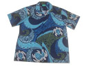 Cotton Blue Tattoo Honu Hawaiian Men Shirt