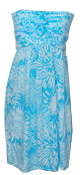 Ladies Light Blue Chrysanthemum Smocked Short Dress