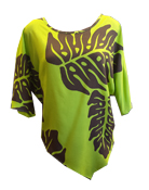 Hawaiian Ladies Lime Green Monstera Leaf Tunic Top