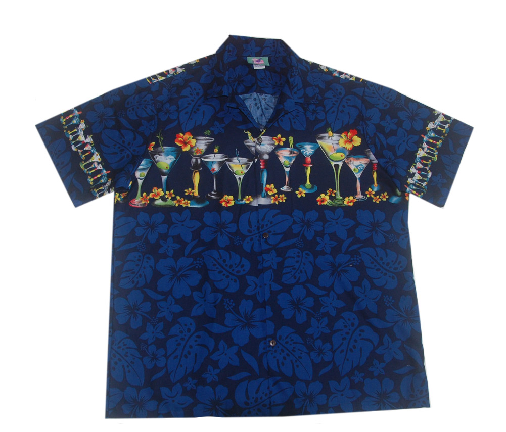 Hawaiian Blue Yummy Party Drinks Cotton Shirt