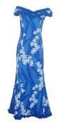 Wailea Beach Blue Plumeria Flower Ladies Hawaiian Dress