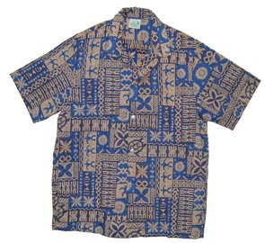 Honu Blue Hawaiian Men Aloha Shirt