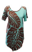 Kala Hawaiian Mint Brown Leaf Short Sleeve Top