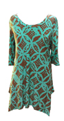 Hawaiian Casual Mint Me Tunic 3/4 Sleeve Top