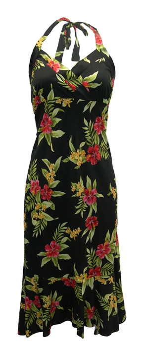 Moonlight Hawaiian Midlength Halter Dress